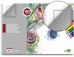 DA15 Bloc dibujo Liderpapel Artístico espiral 460x325mm 20 hojas 180 g/m² perforadas con recuadro