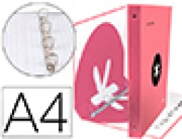 AW62 Carpeta Liderpapel Antartik A-4  4 anillas 40 mm. coral