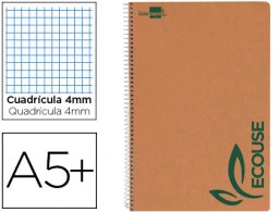 BB03 Cuaderno espiral Liderpapel 4º Ecouse tapa cartulina kraft 80h papel reciclado 80g/m² c/4mm.