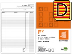 T223-CAT Talonario Liderpapel Facturas Folio natural 50 juegos duplicado con IVA texto en catalán