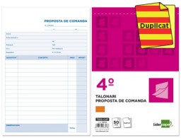 T222-CAT Talonario Liderpapel Pedidos 4º natural 50 juegos duplicado texto en catalán