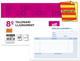 T228-CAT Talonario Liderpapel Entregas 8º apaisado 50 juegos duplicado texto en catalán