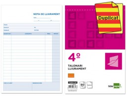 T226-CAT Talonario Liderpapel Entrega 4º natural 50 juegos duplicado texto en catalán