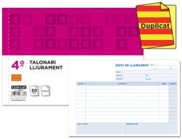 T229-CAT Talonario Liderpapel Entregas 4º apaisado 50 juegos duplicado texto en catalán