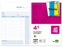 T316   IGIC Talonario Liderpapel Facturas 4º natural 50 juegos triplicado con IGIC