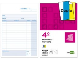 T216 IGIC Talonario Liderpapel Facturas 4º natural 50 juegos duplicado con IGIC